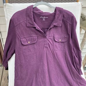 Women’s jersey knit tunic top in deep purple..size2xl